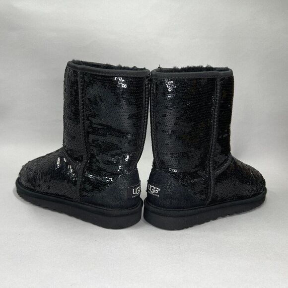 UGG Women's Size 6 Classic Short Black Sequin Winter Boots - Picture 6 of 12